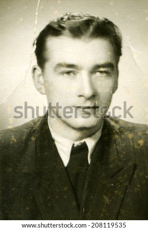 SIERADZ, POLAND, CIRCA FIFTIES - Vintage portrait of man