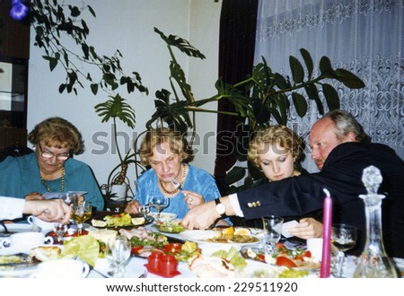Vintage photo of family party - early nineties