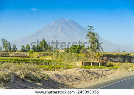Volcano Misti, view from the road from Pan-American Highway to Arequipa \