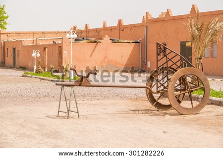 OUARZAZATE, MOROCCO - APRIL 10, 2015: Scenery in Atlas Film Studios, one of the largest movie studios in the world, in terms of land area. Several historical movies were shot here