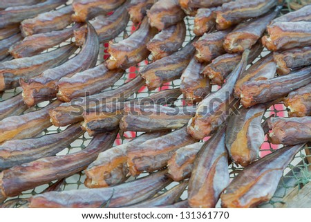 Dry fish in the street market from thailand