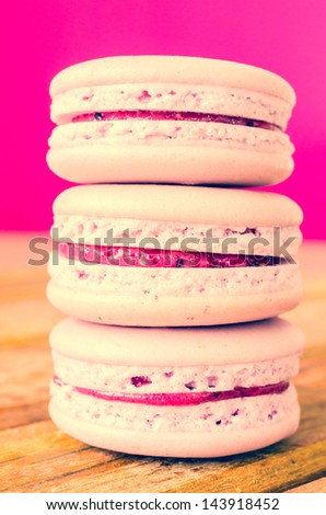 Grape macaroon on pink&purple background (Process vintage effect style in this photo)