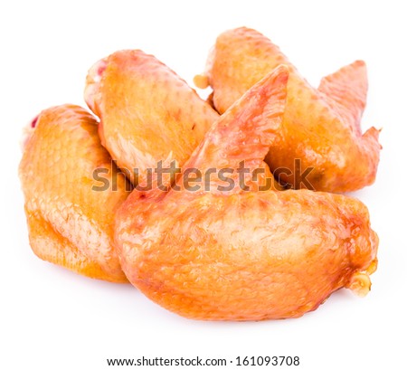 Smoked chicken wings on white background