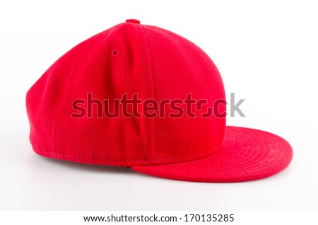 Red baseball cap isolated white background