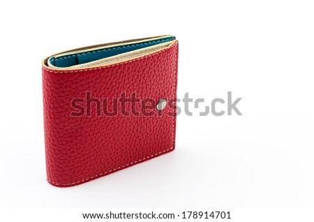 red leather wallet isolated white background