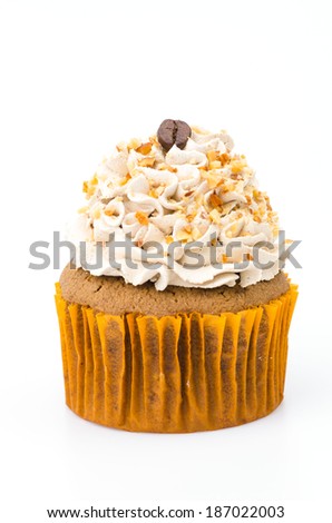 Coffee cupcake isolated white background