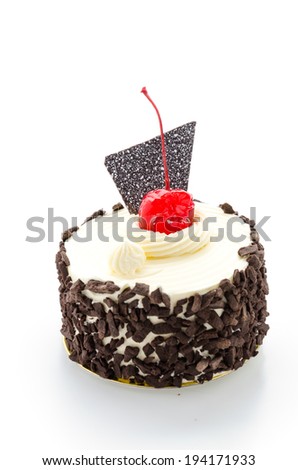 Black forest cake isolated on white