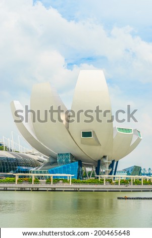 SINGAPORE - JUNE 22, 2014 Singapore skyline, Central business district, Art Science Museum at June 22, 2014