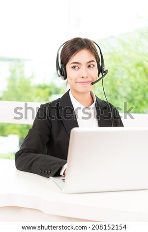 Woman customer call service