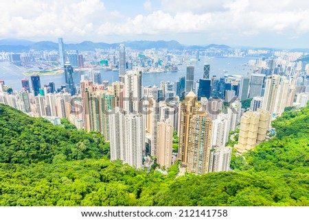 HONG KONG -August 8: Scene of the Victoria Harbour on August 8, 2014 in Hong Kong. Victoria Harbour is the famous attraction place for tourist to visit.