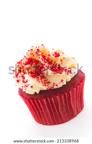 Red velvet cupcakes isolated on white