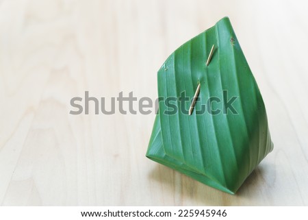 Banana leaf packaging sticky rice