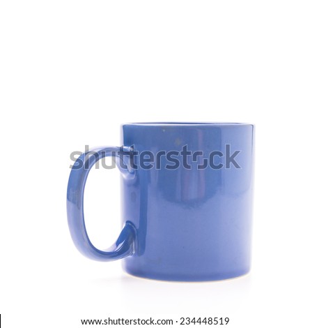 Blue color coffee cup isolated on white background