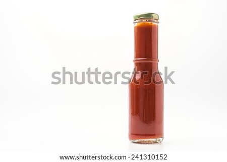Tomato sauce bottle isolated on white background