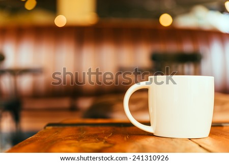 Latte Coffee cup in coffee shop - Vintage Retro effect style pictures