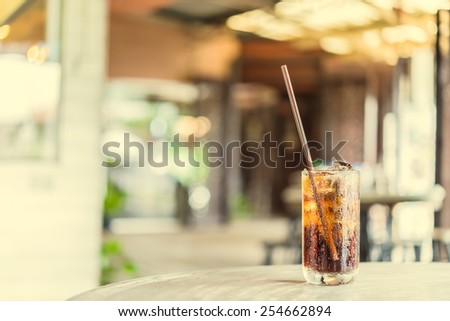 Cola glass in restaurant vintage effect style pictures Cola glass in restaurant vintage effect style pictures