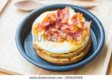 Eggs and bacon waffles