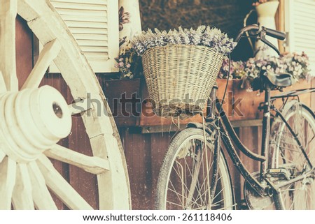 Vintage bicycle with flower - vintage effect filter style pictures