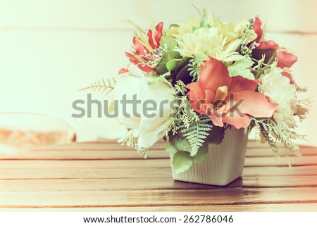 Vintage flower in vase - vintage filter
