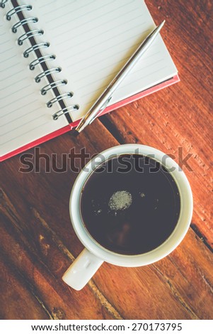 Coffee cup with note book - Vintage effect style pictures