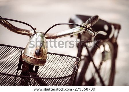Old vintage bicycle - vintage filter effect and selective focus point