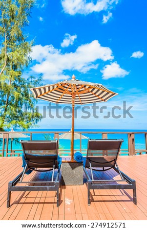 Umbrella pool chair deck