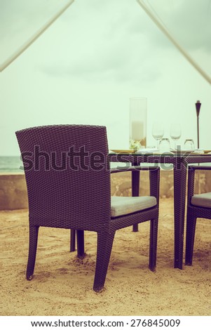 Beach Romantic table dinner - vintage filter