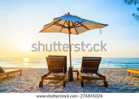 Beach bed with sun flare twilight time