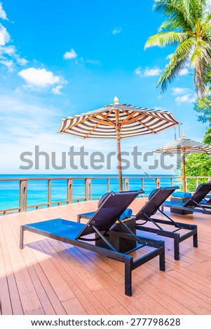 Umbrella pool chair deck