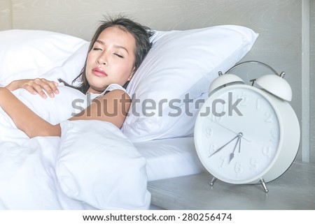 Morning alarm clock in bedroom - filter effect