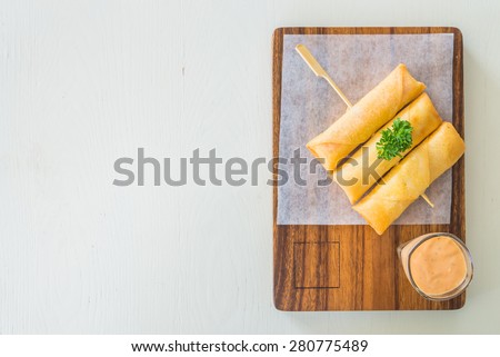 Top of view on Fried Spring rolls , Chinese and vietnam food