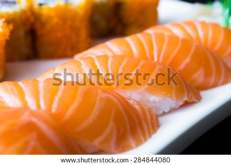 Salmon sushi japanese food