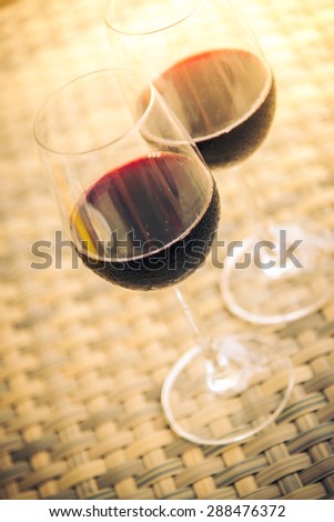 Red Wine glass for dinner - vintage filter
