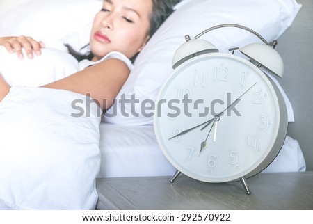 Morning alarm clock in bedroom - filter effect
