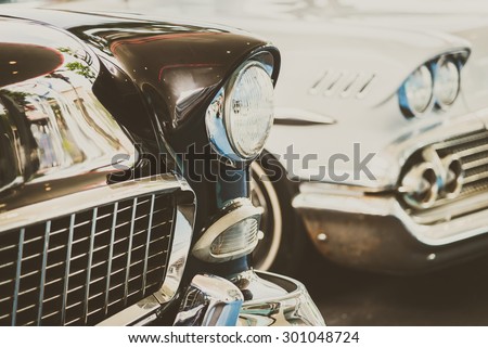 Headlight lamp  vintage car - vintage filter effect