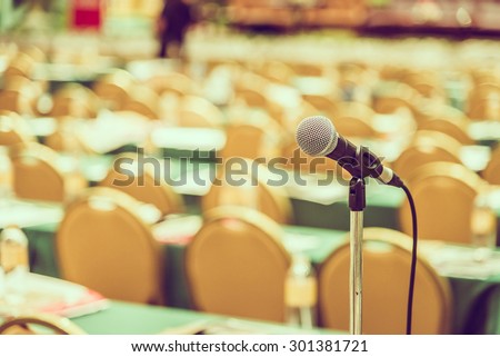 Selective focus point on Microphone in meeting room - vintage effect style pictures