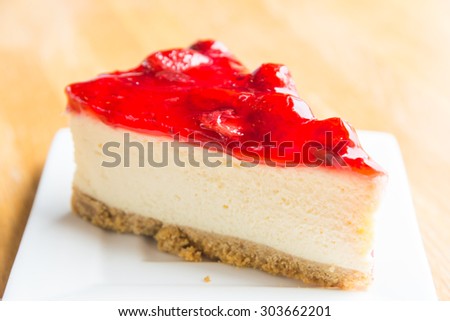 Strawberry cheese cakes - selective focus point