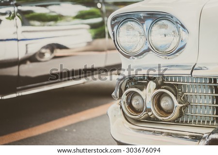 Headlight lamp  vintage car - vintage filter effect