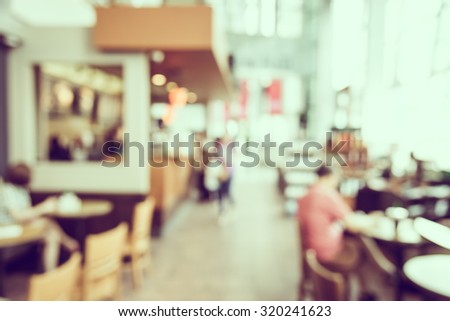 Abstract blur coffee shop background - vintage filter