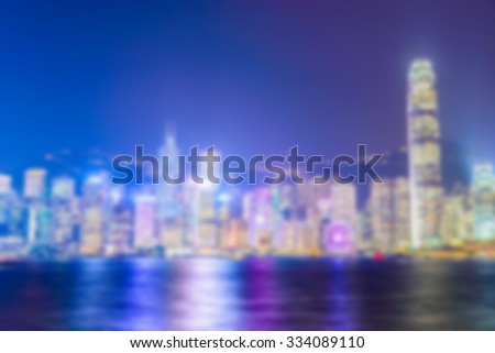 Abstract blur Hong kong skyline city background