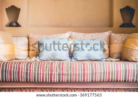 Pillow on sofa decoration interior with morocco style - Vintage Filter