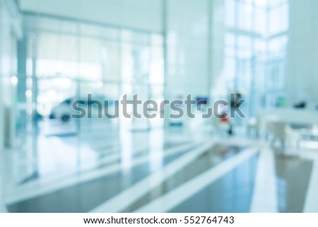 Abstract blur hospital and clinic interior for background - Processing Blue color white balance