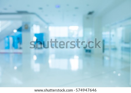 Abstract blur hospital and clinic interior for background - Processing Blue color white balance