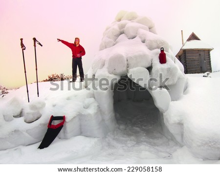 Winter climbing- passion for bold people, requiring expertise and knowledge to survive in the cold and wind and lack of visibility. Construction of the house and climbing the snow caves.
