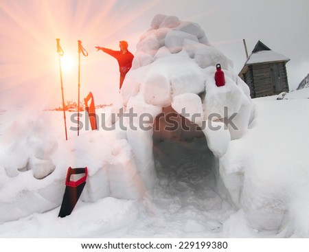 Winter climbing top- passion for bold people, requiring expertise and knowledge to survive in the cold and wind and lack of visibility. Construction of the house and climbing the snow caves.