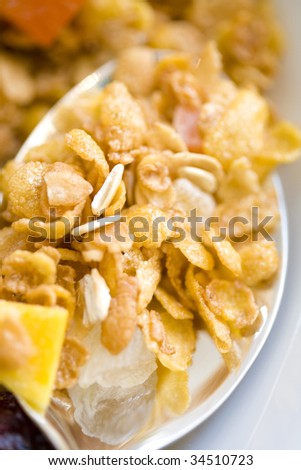 Light breakfast with fruit cereal