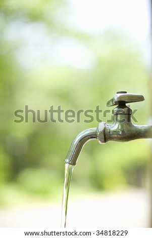 A tap with the water running