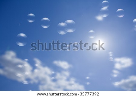 NATURE IMAGE- beautiful soap bubbles with the clear blue sky