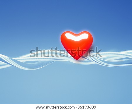A red heart with the flow of water