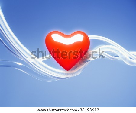 A red heart with the flow of water